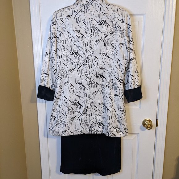 Ashro Black Sleeveless Velvet Dress & White & Black Jacket Set - size 14 NWOT - Picture 5 of 14